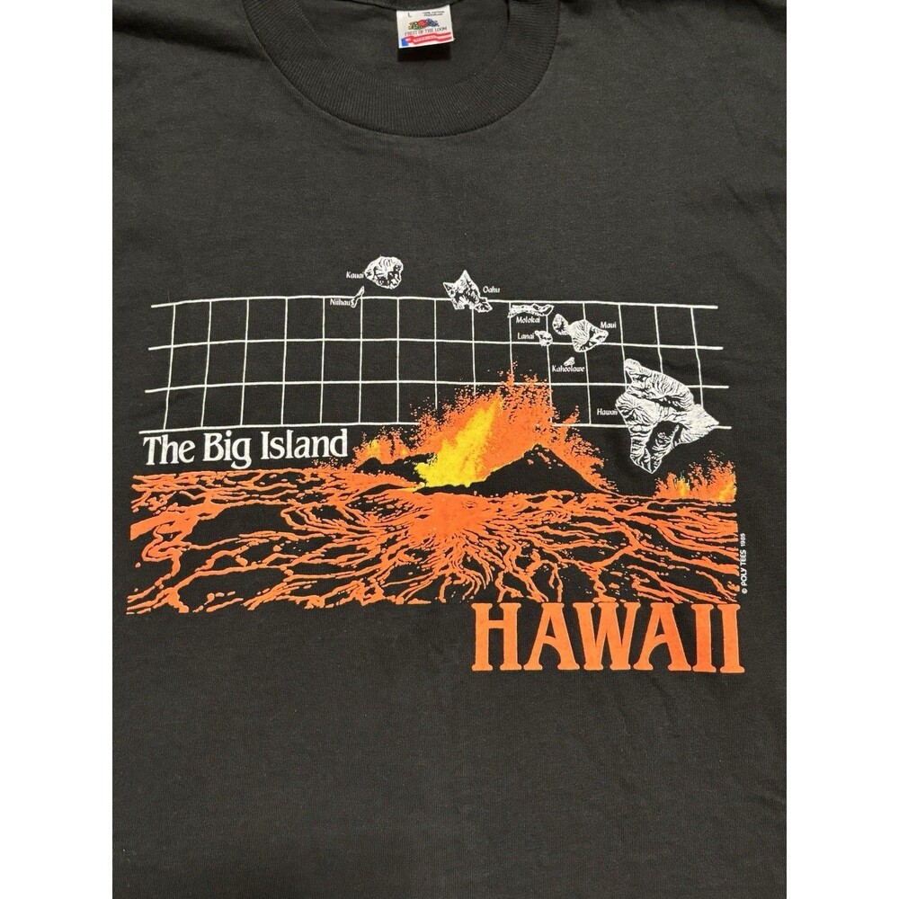 Vintage Poly Tees  The Big Island Hawaii Souvenir Shirt Black Large
